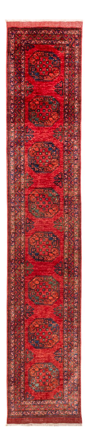 Alfombra de pasillo Alfombra afgana - 395 x 76 cm - rojo