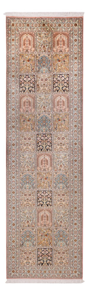 Alfombra de pasillo Alfombra de seda - Seda de Cachemira - 280 x 80 cm - beige oscuro