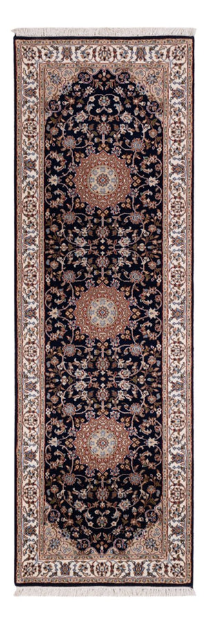 Alfombra de pasillo Alfombra oriental - Nain - Indus - 253 x 81 cm - azul oscuro