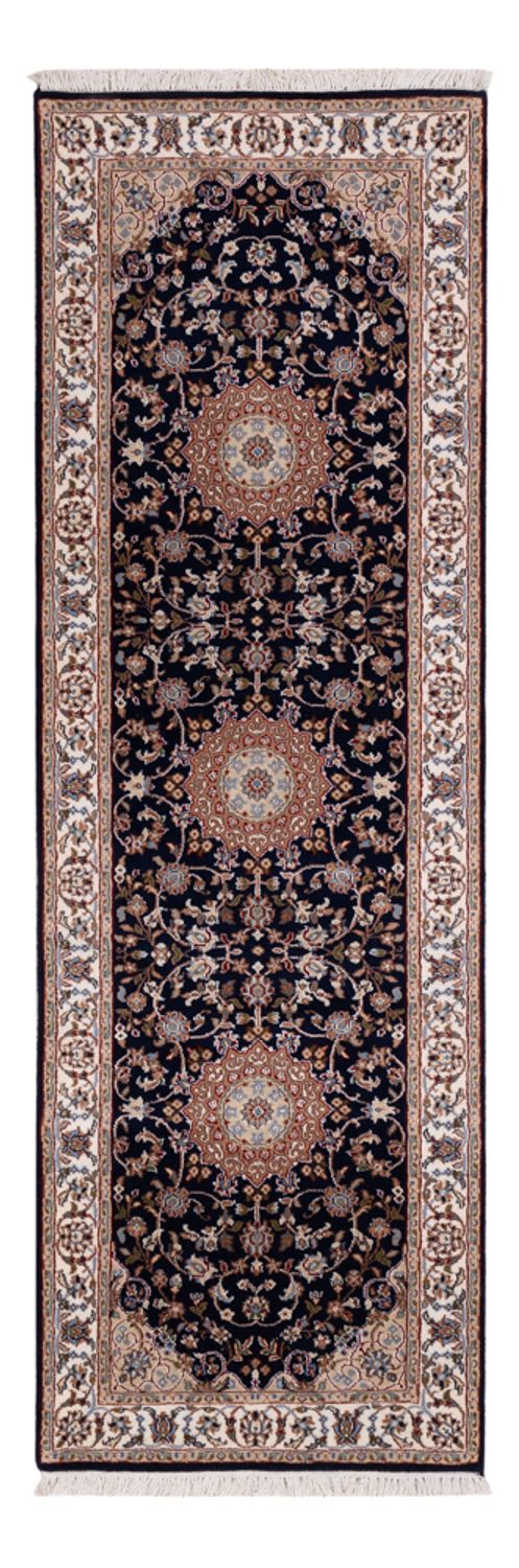 Alfombra de pasillo Alfombra oriental - Nain - Indus - 253 x 81 cm - azul oscuro