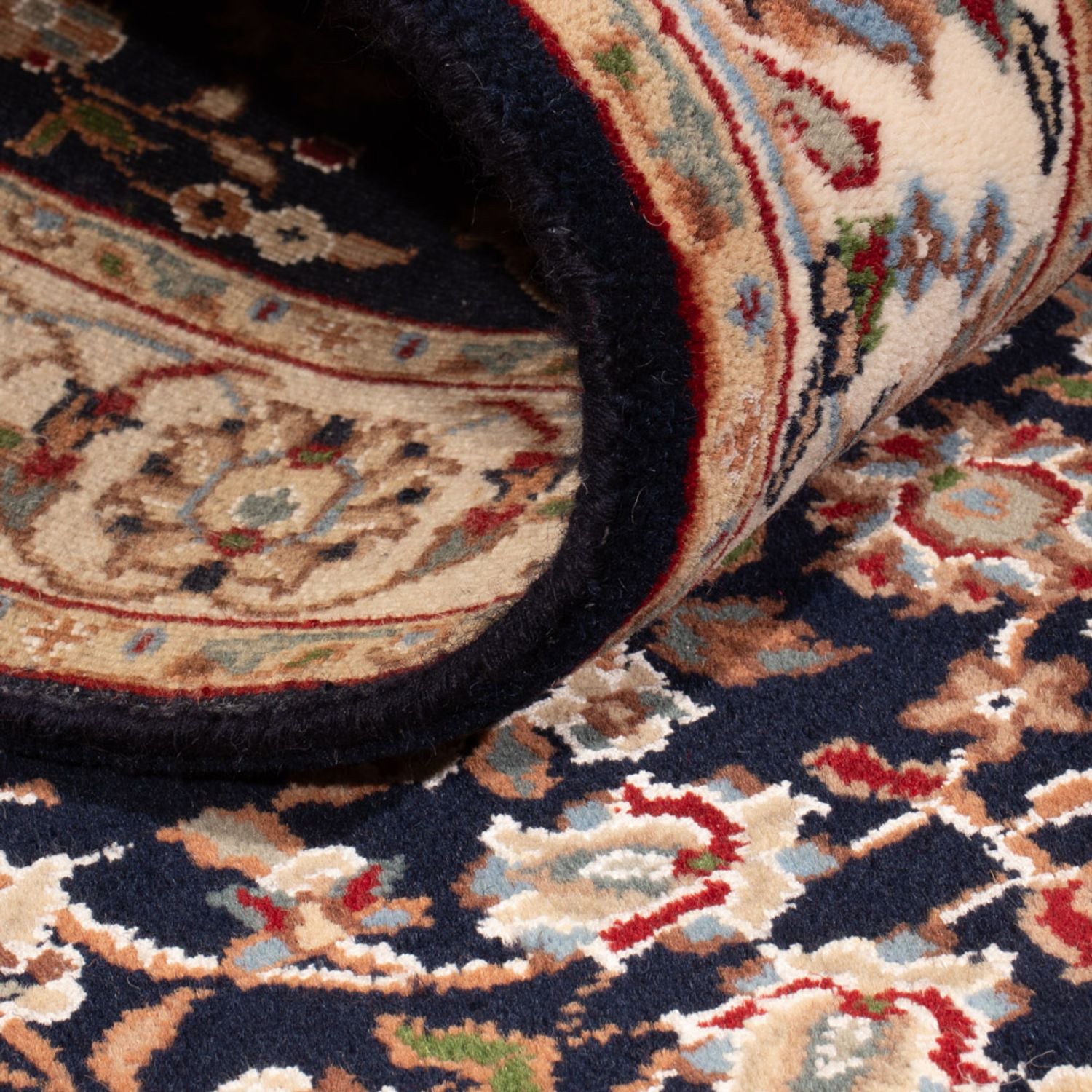 Alfombra de pasillo Alfombra oriental - Nain - Indus - 253 x 81 cm - azul oscuro