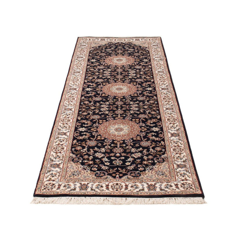 Alfombra de pasillo Alfombra oriental - Nain - Indus - 253 x 81 cm - azul oscuro
