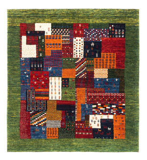 Alfombra Gabbeh - Loribaft Persa - Real cuadrado  - 129 x 120 cm - multicolor