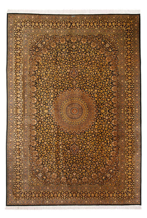 Alfombra de seda - Ghom Seda - Prima - 353 x 242 cm - negro