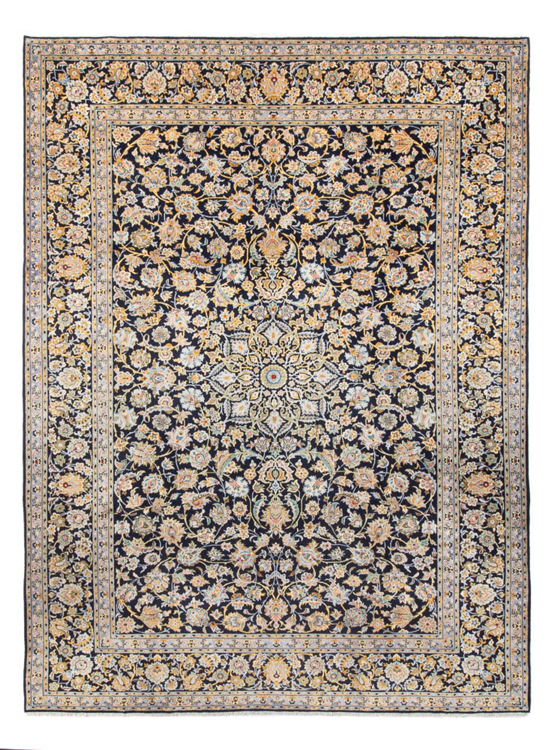Alfombra persa - Keshan - 408 x 292 cm - azul oscuro