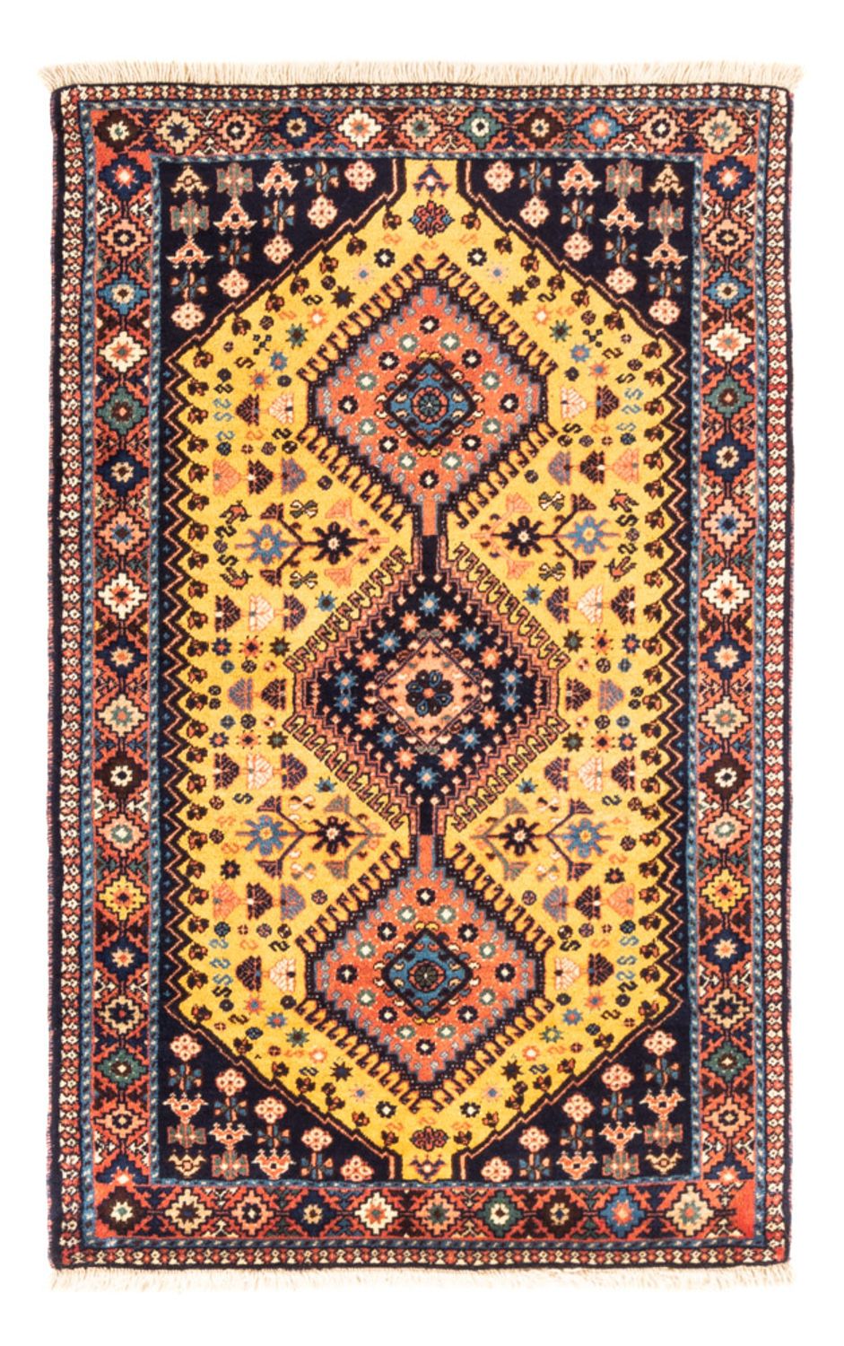 Alfombra persa - Nómada - 133 x 82 cm - amarillo
