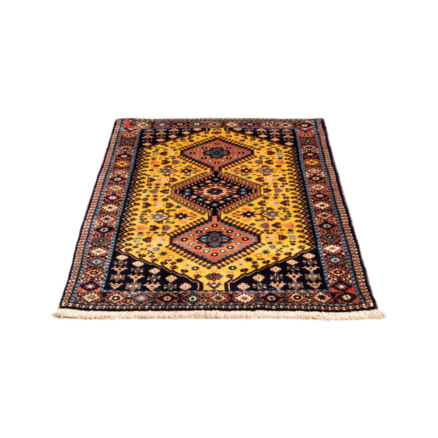 Alfombra persa - Nómada - 133 x 82 cm - amarillo