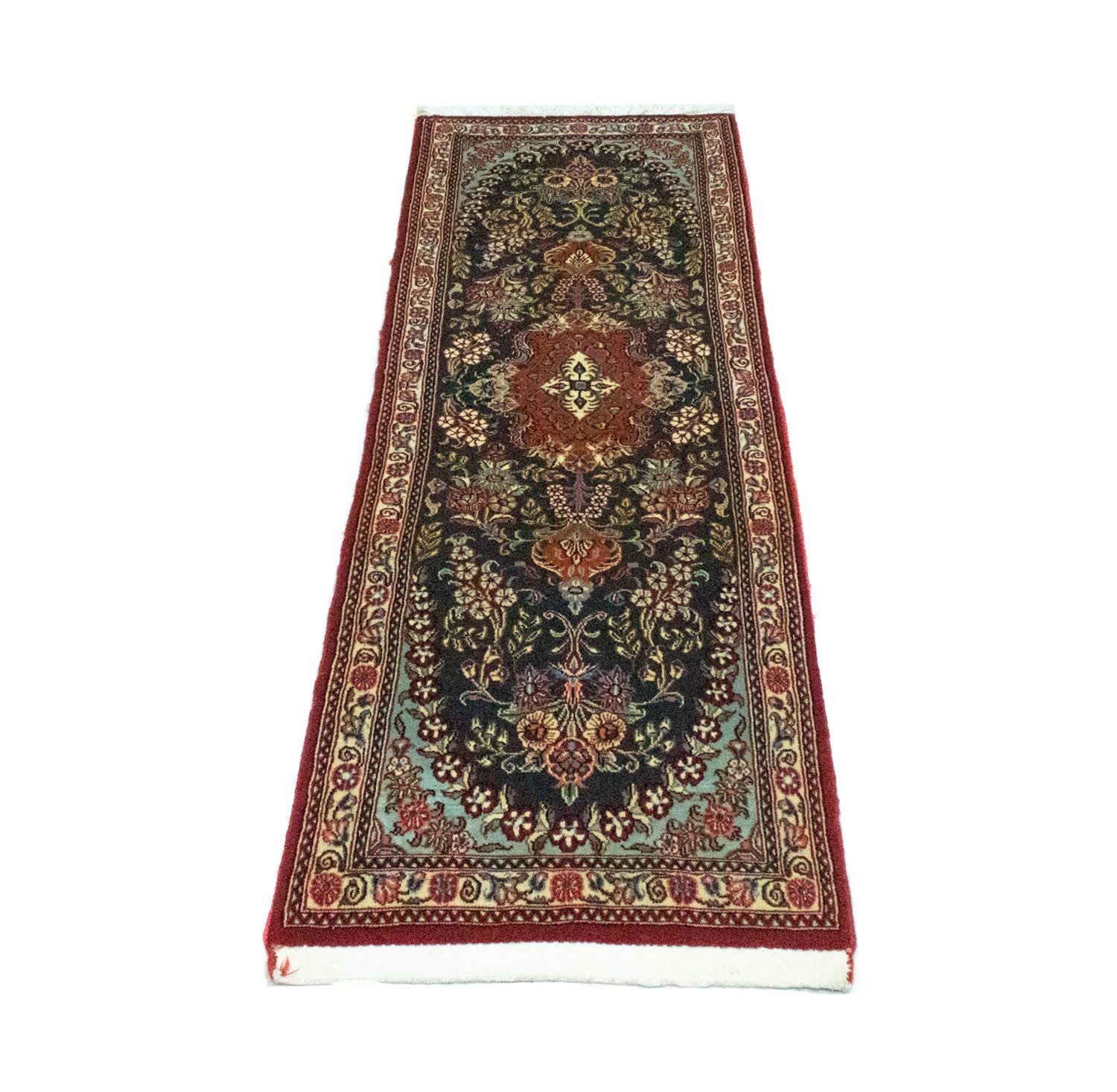 Alfombra de pasillo Alfombra persa - Ghom - 159 x 49 cm - azul