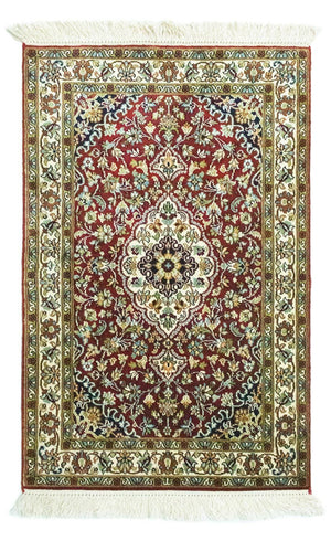 Alfombra de seda - Seda de Cachemira - 95 x 63 cm - rojo