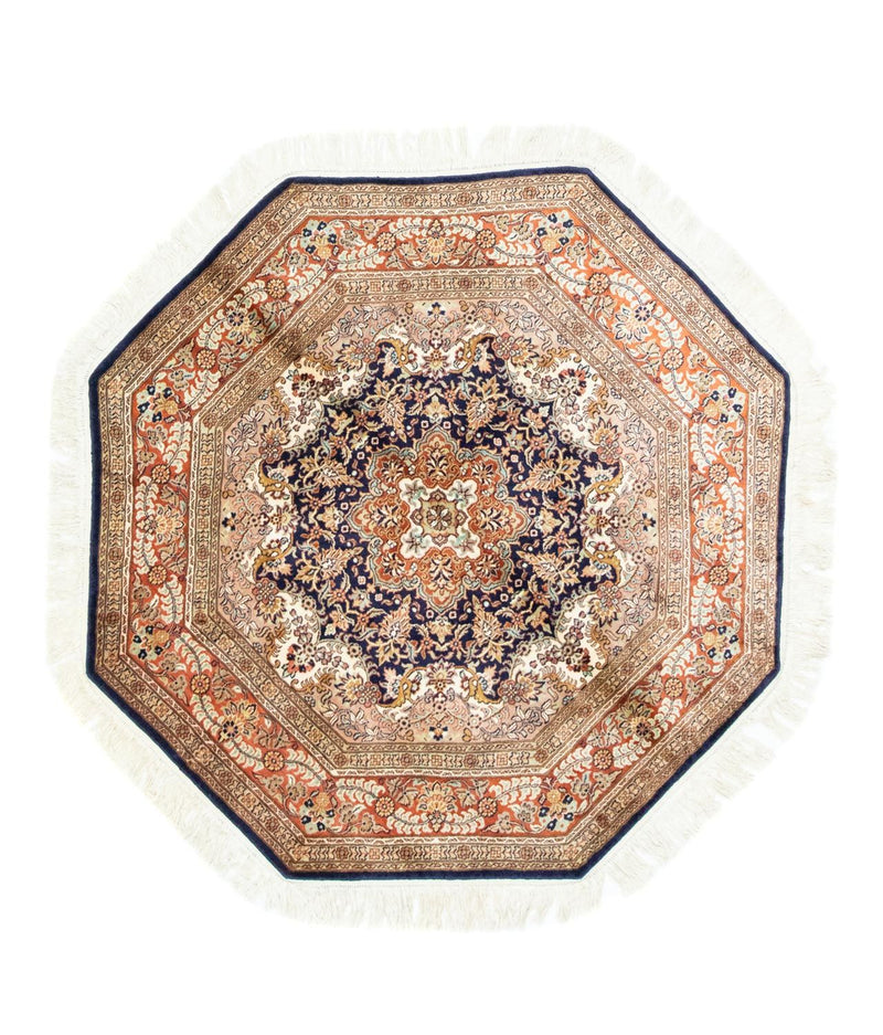 Alfombra de seda - Seda de Cachemira forma especial  - 127 x 125 cm - azul