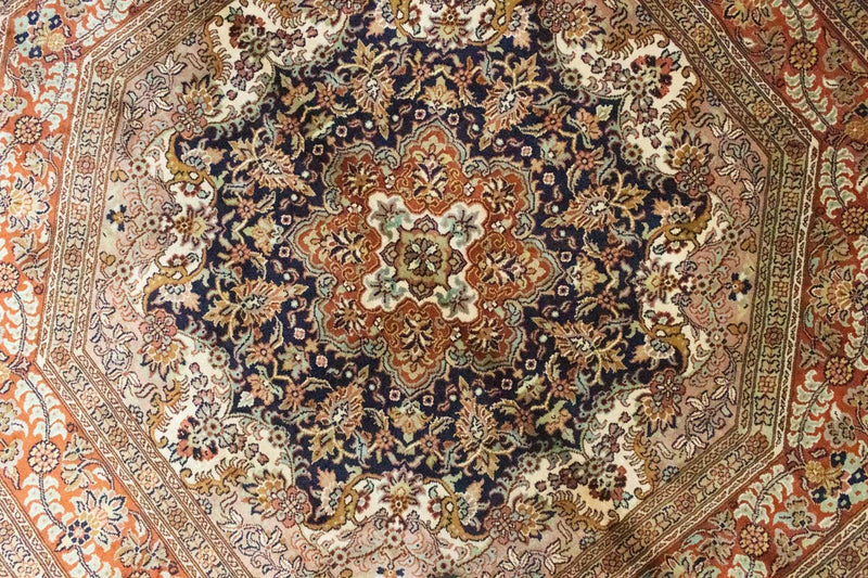 Alfombra de seda - Seda de Cachemira forma especial  - 127 x 125 cm - azul