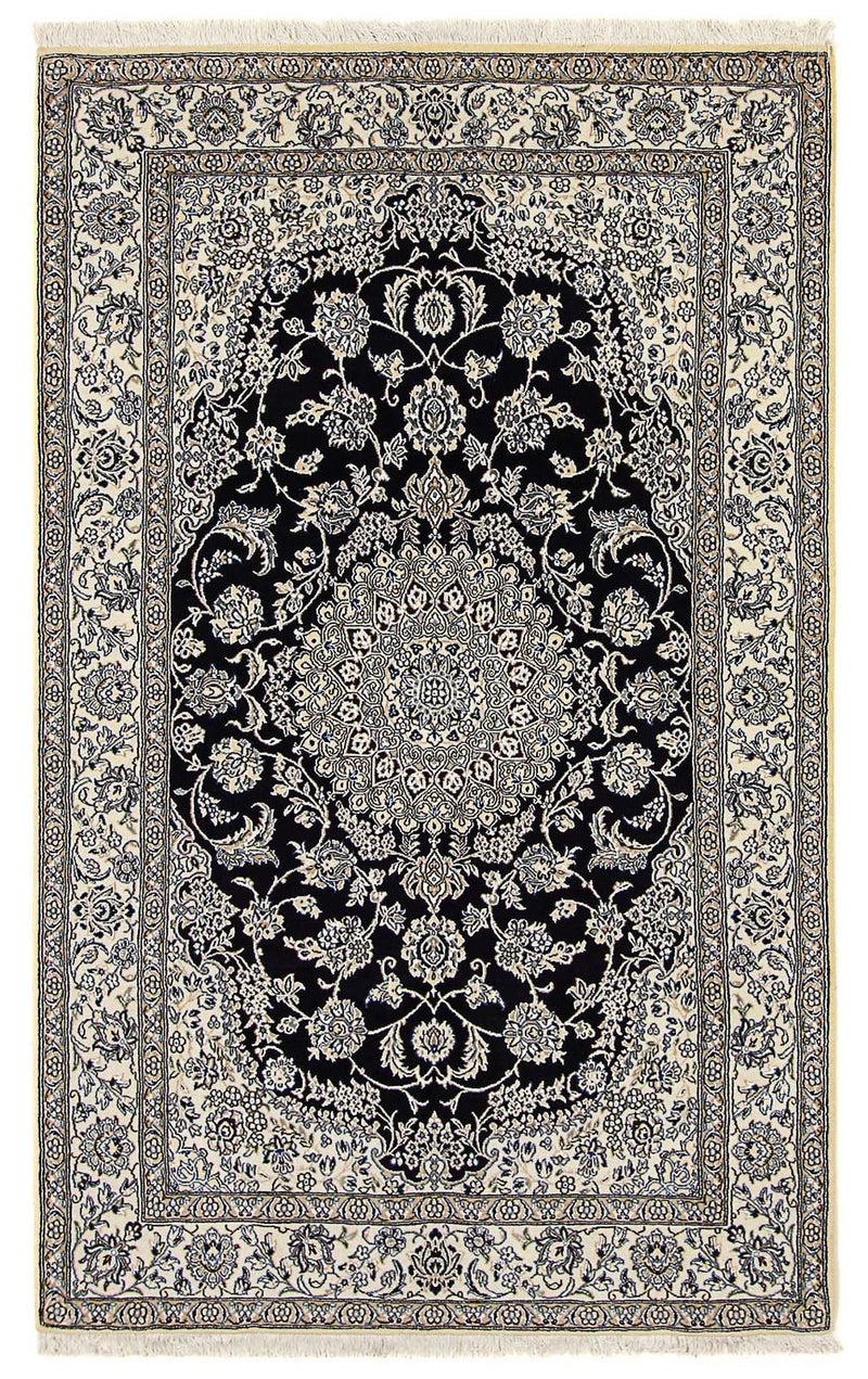 Alfombra Persa - Nain - Real - 249 x 155 cm - azul oscuro