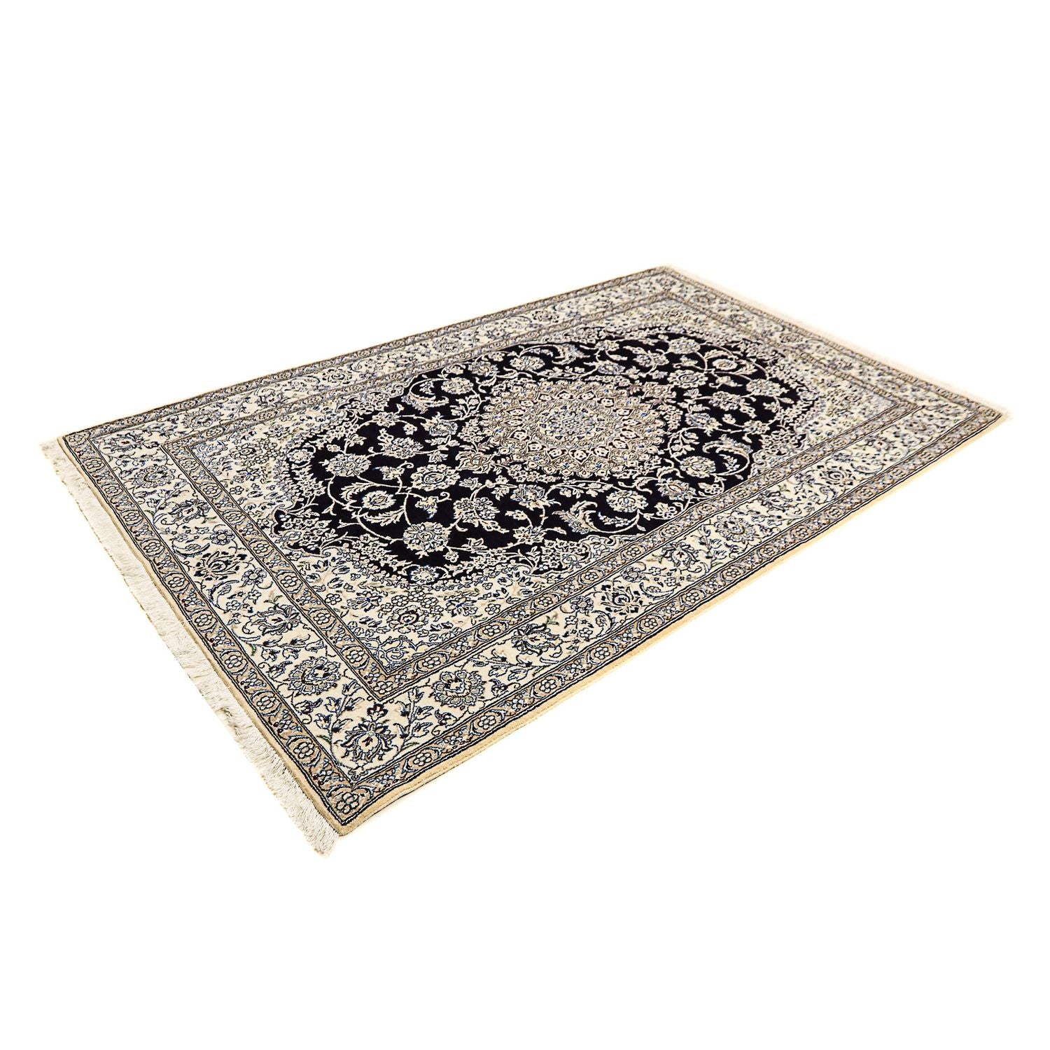 Alfombra Persa - Nain - Real - 249 x 155 cm - azul oscuro