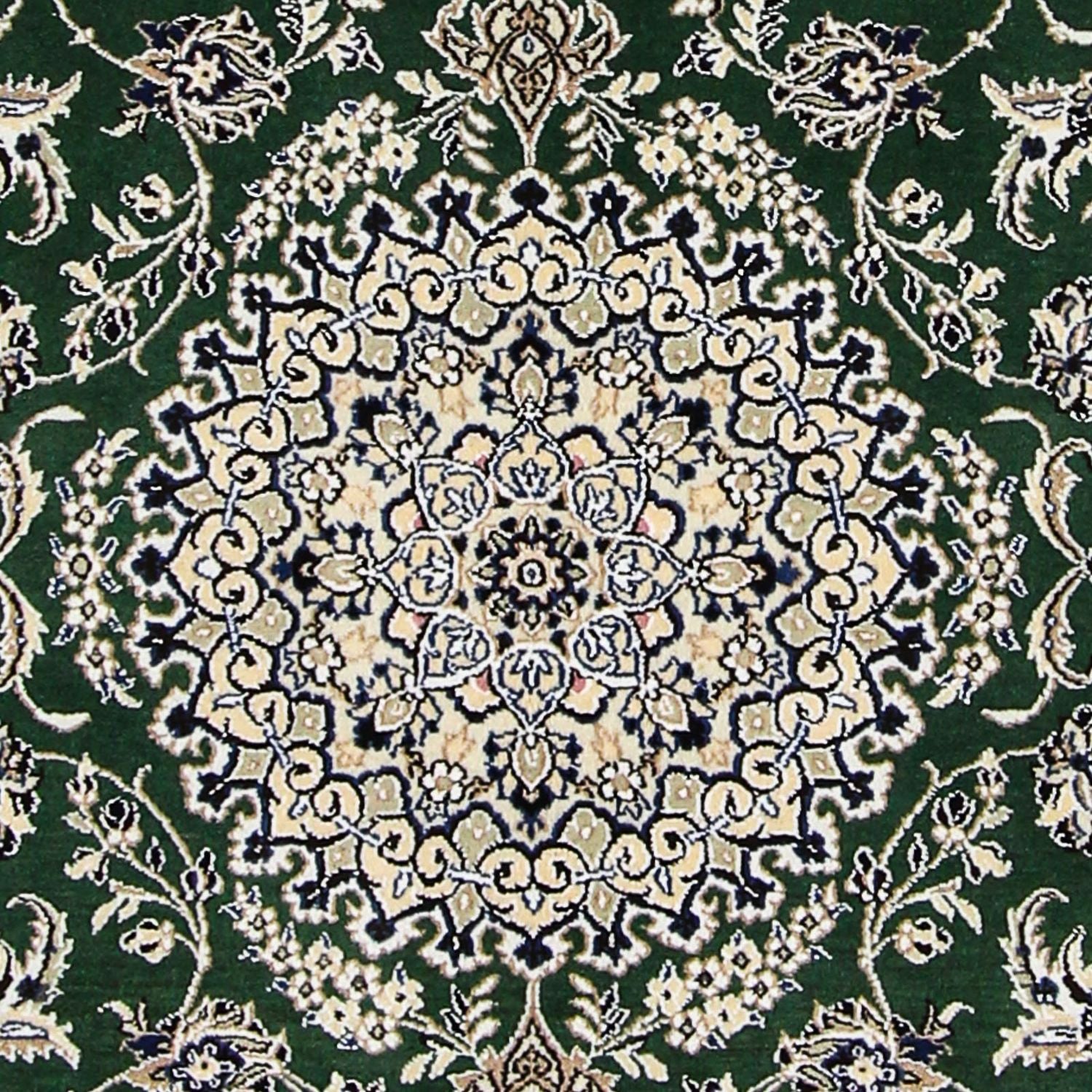 Alfombra Persa - Nain - Real - 202 x 133 cm - verde oscuro