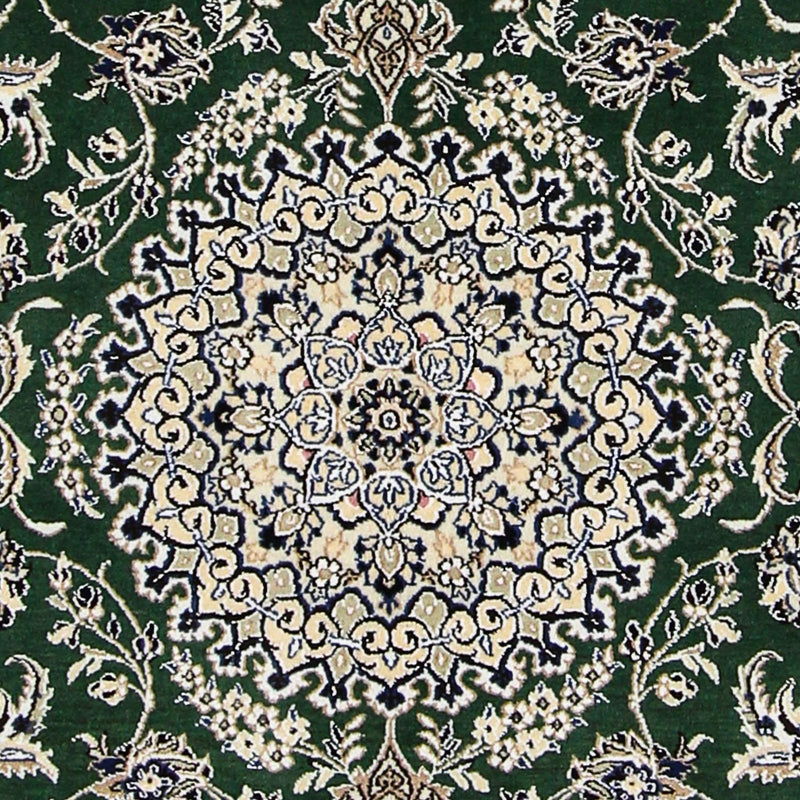 Alfombra Persa - Nain - Real - 202 x 133 cm - verde oscuro