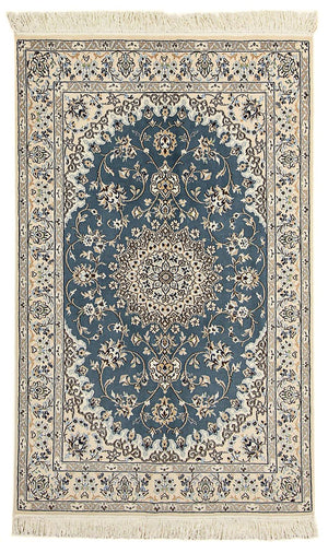 Alfombra Persa - Nain - Real - 204 x 128 cm - azul oscuro