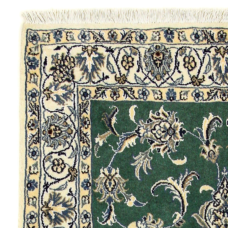 Alfombra persa - Nain - 203 x 115 cm - verde oscuro