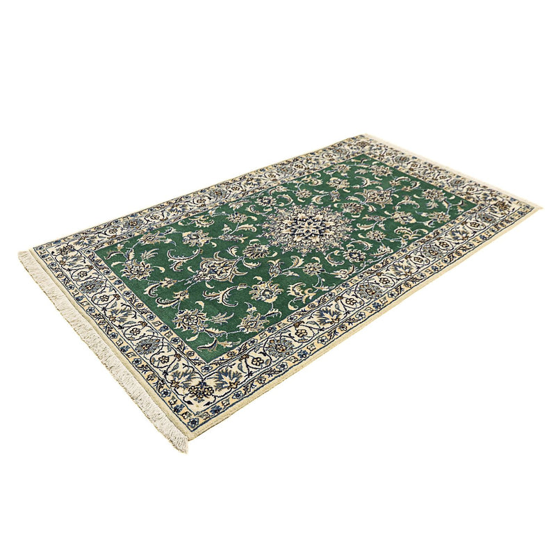 Alfombra persa - Nain - 203 x 115 cm - verde oscuro