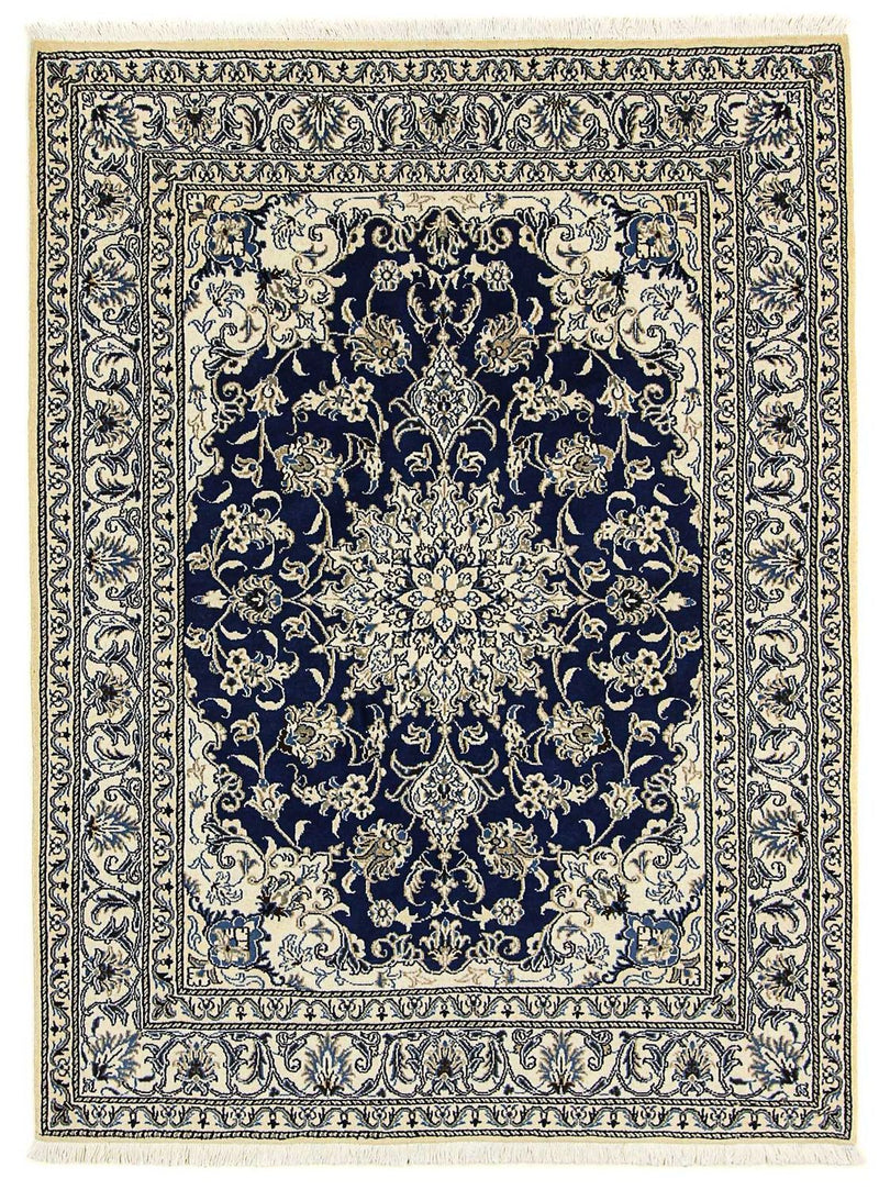 Alfombra persa - Nain - 198 x 151 cm - azul oscuro