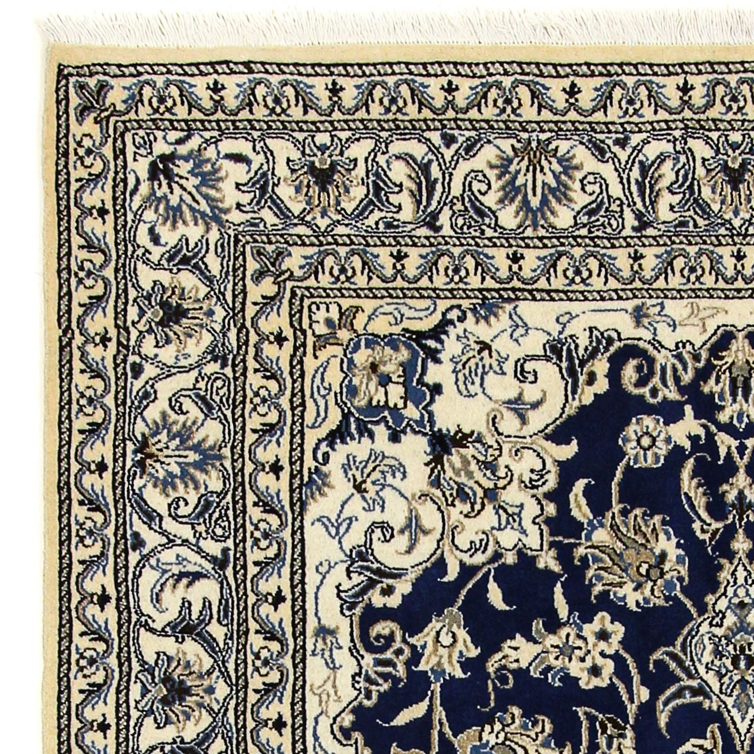 Alfombra persa - Nain - 198 x 151 cm - azul oscuro