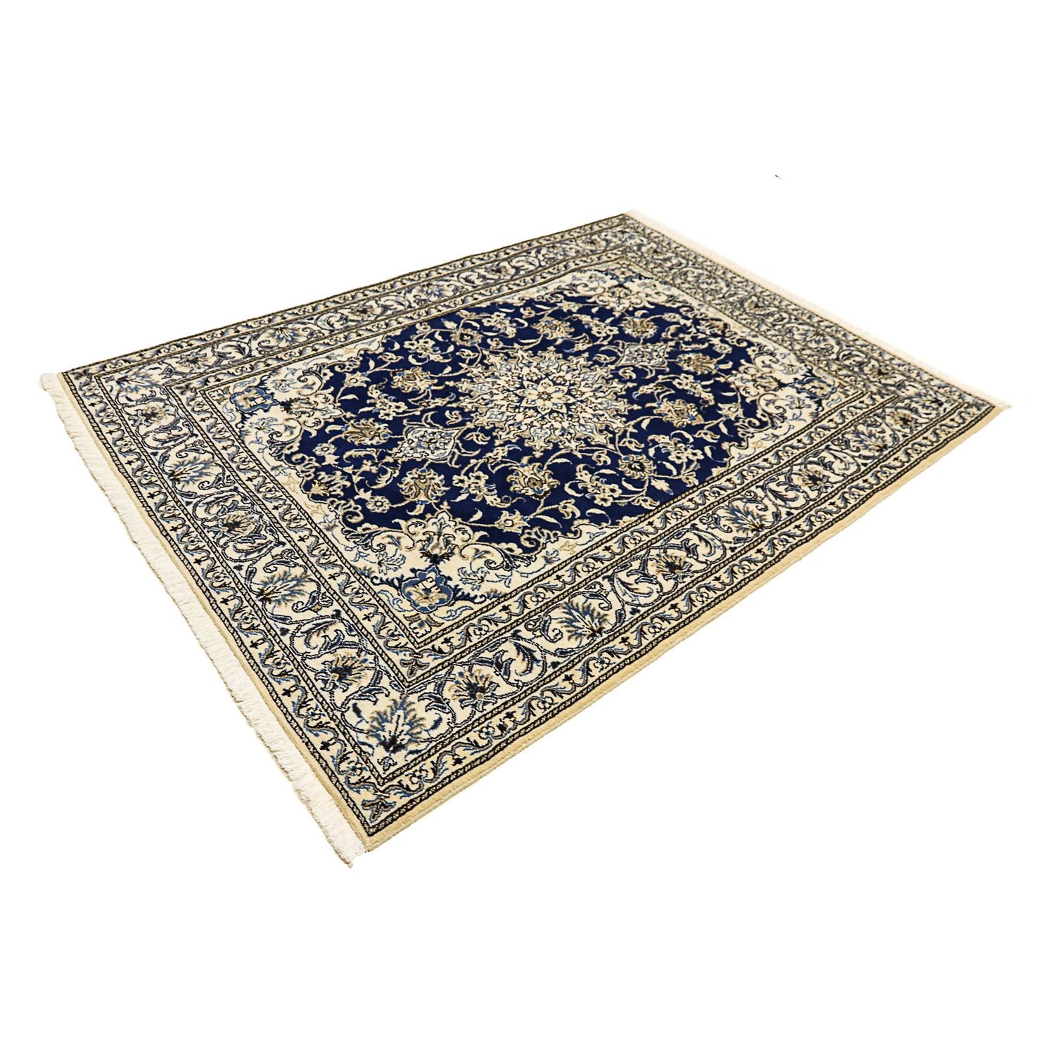 Alfombra persa - Nain - 198 x 151 cm - azul oscuro