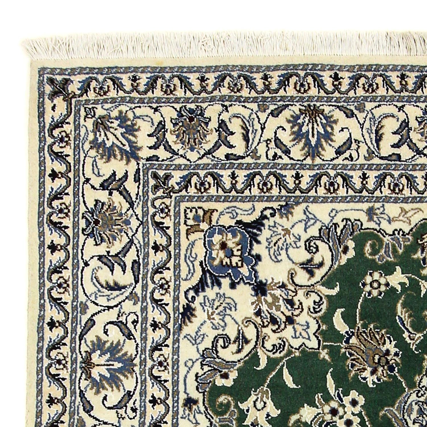 Alfombra persa - Nain - 193 x 153 cm - verde oscuro