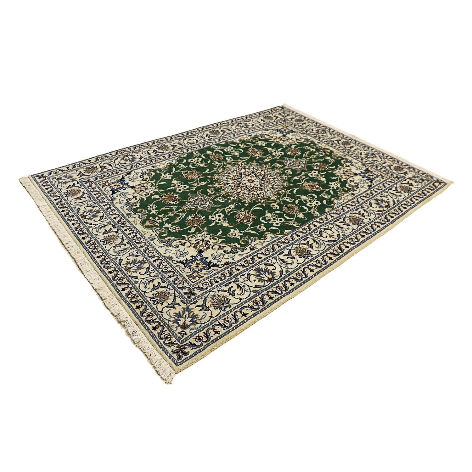 Alfombra persa - Nain - 193 x 153 cm - verde oscuro