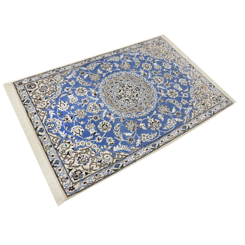 Alfombra Persa - Nain - Real - 134 x 89 cm - azul