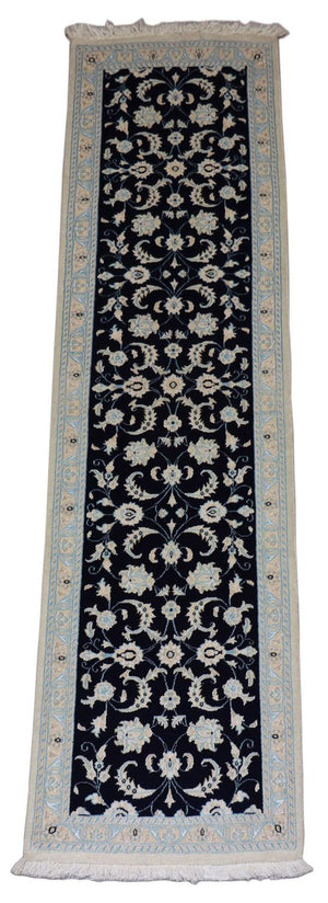 Alfombra de pasillo Alfombra persa - Nain - 300 x 84 cm - azul oscuro