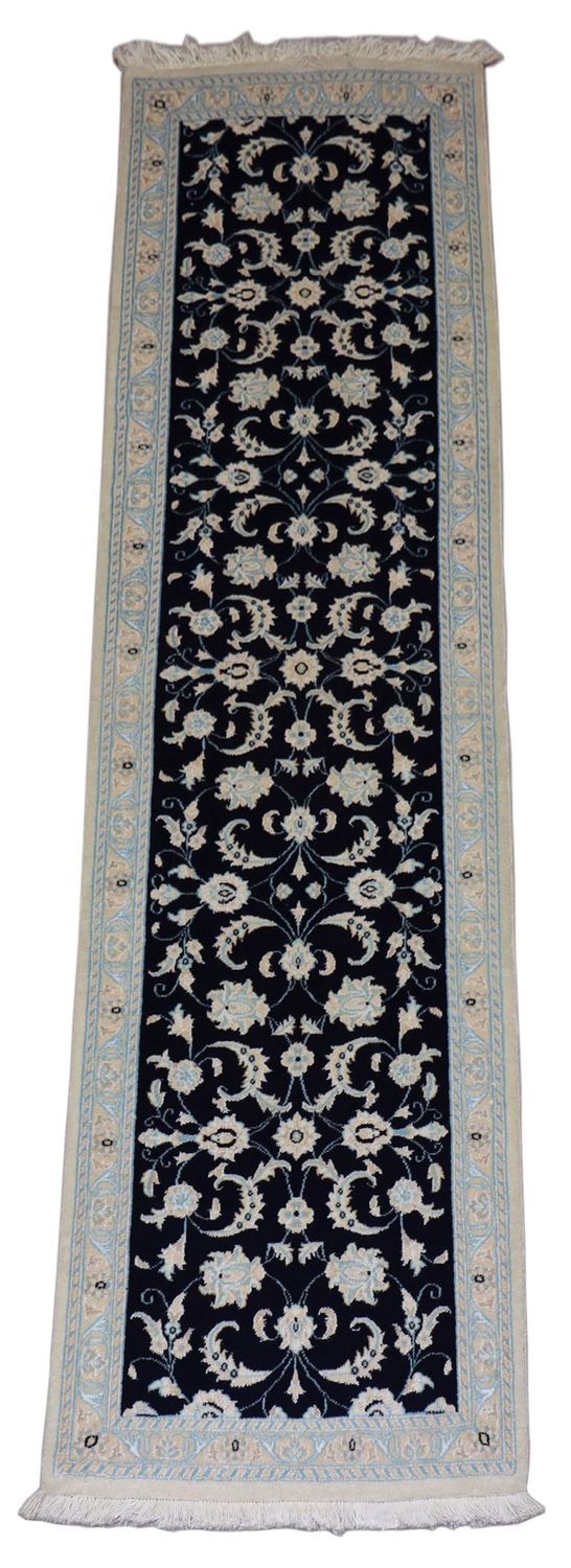 Alfombra de pasillo Alfombra persa - Nain - 300 x 84 cm - azul oscuro