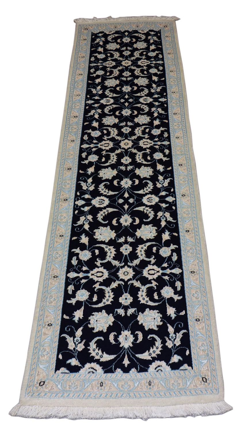 Alfombra de pasillo Alfombra persa - Nain - 300 x 84 cm - azul oscuro