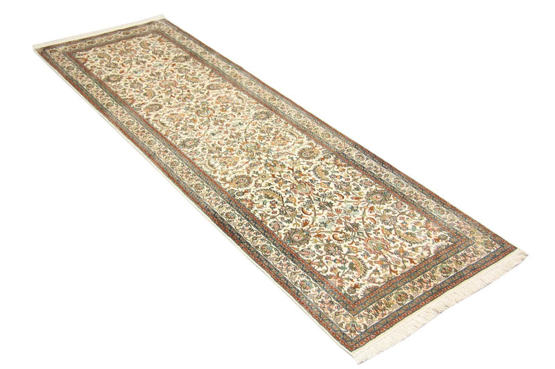 Alfombra de pasillo Alfombra de seda - Seda de Cachemira - 250 x 80 cm - beige
