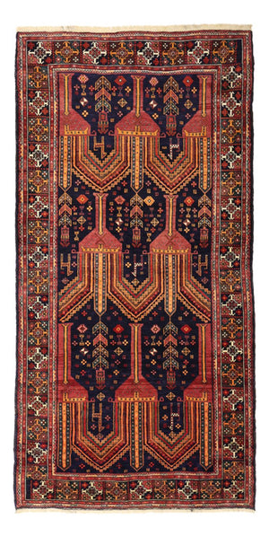 Alfombra de pasillo Alfombra Belutsch - 251 x 128 cm - rojo oscuro