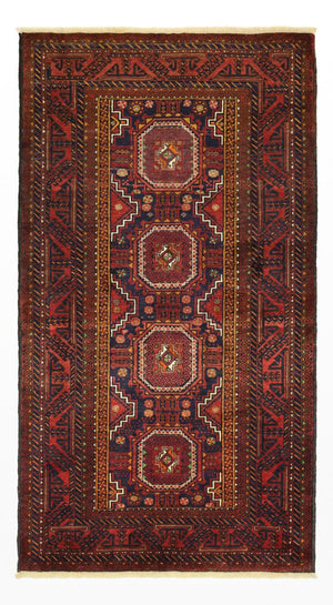 Alfombra de pasillo Alfombra Belutsch - 188 x 101 cm - rojo oscuro