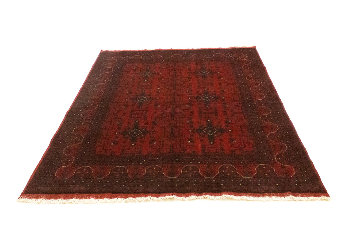 Alfombra afgana - Kunduz - 199 x 152 cm - rojo