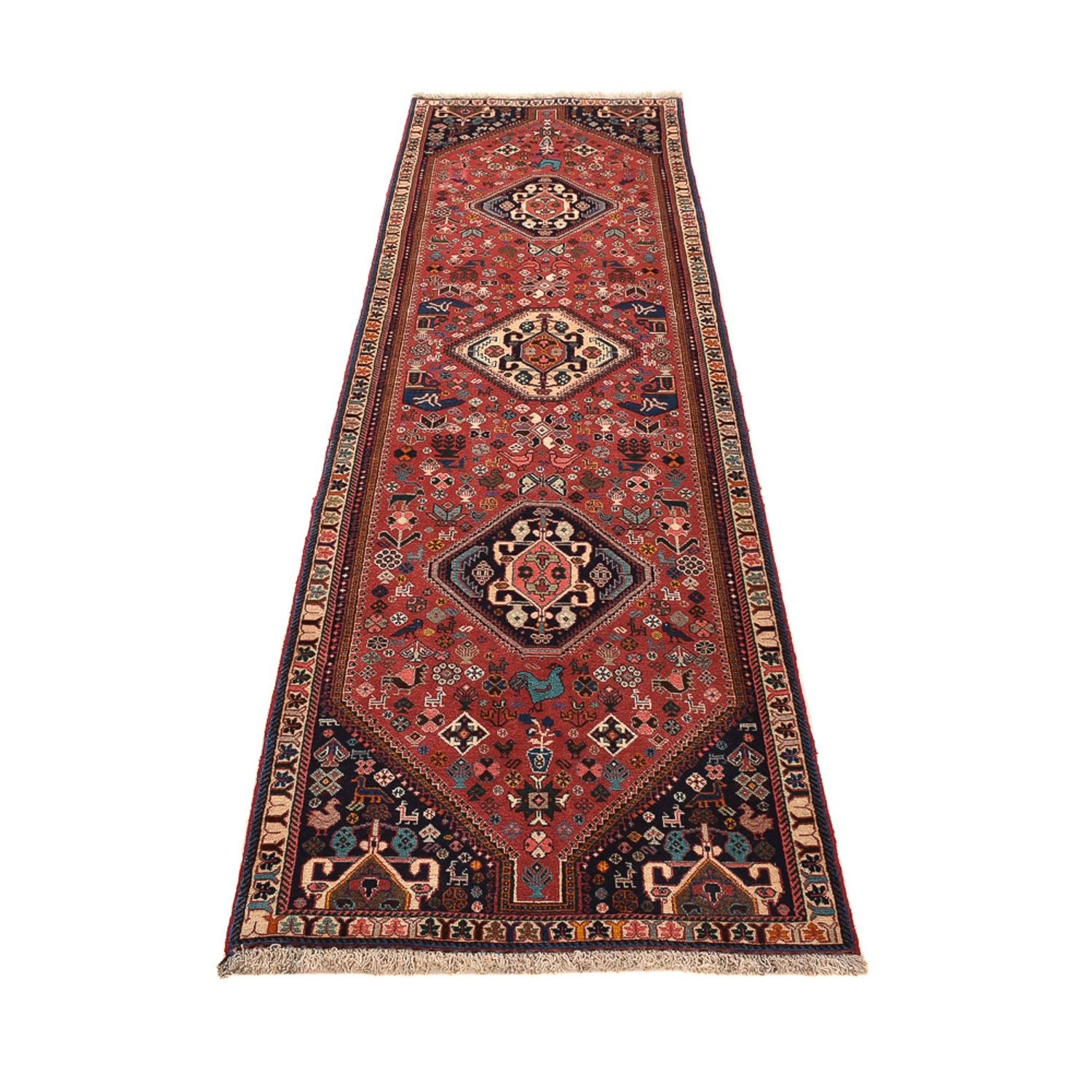 Alfombra de pasillo Alfombra Gabbeh - Persa Kashkuli - 296 x 80 cm - rojo