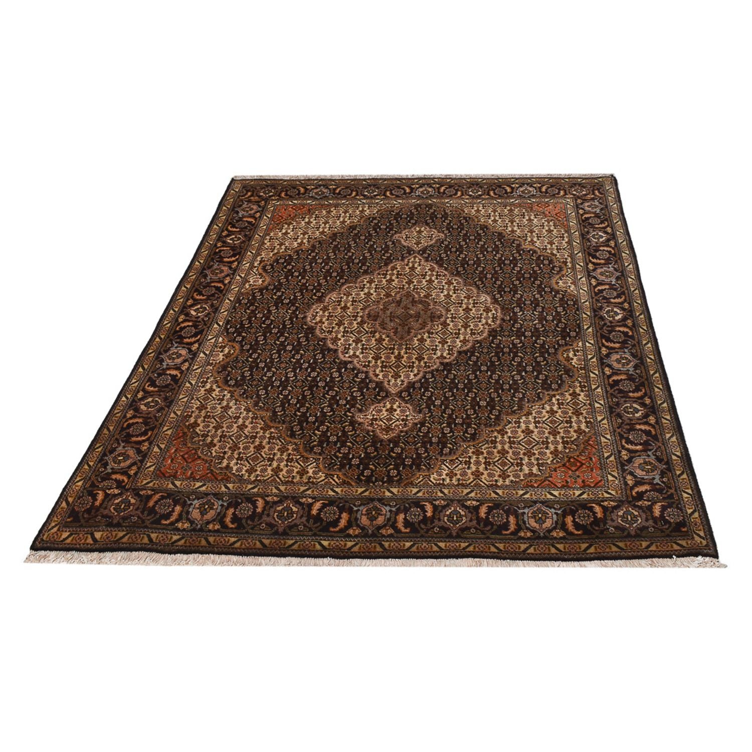 Alfombra Persa - Tabriz - Real - 205 x 146 cm - marrón oscuro