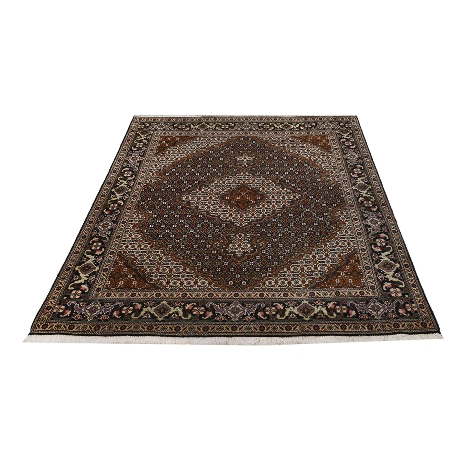 Alfombra Persa - Tabriz - Real - 198 x 148 cm - marrón oscuro