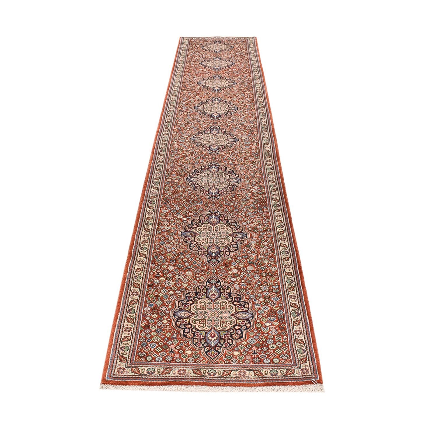 Alfombra de pasillo Alfombra Gabbeh - Persa Kashkuli - 405 x 80 cm - beige oscuro