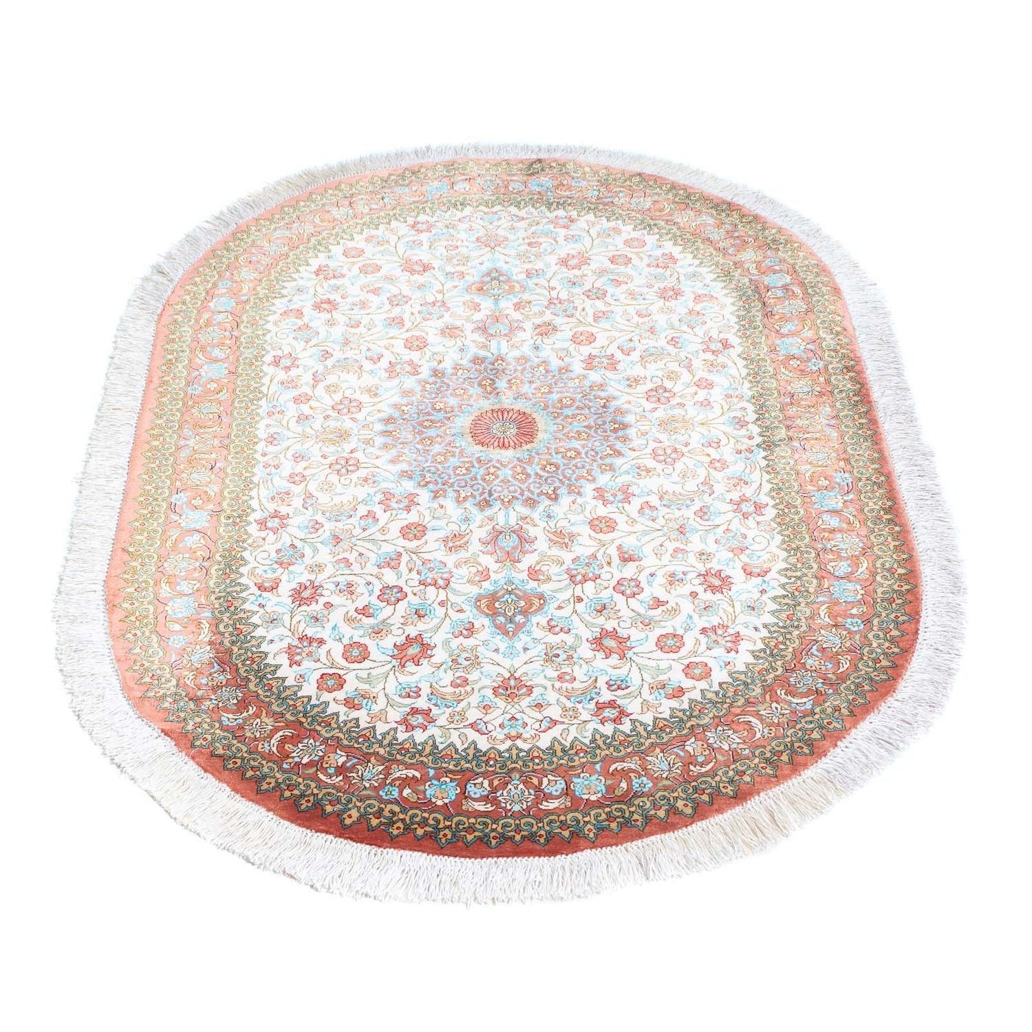 Alfombra persa - Ghom oval  - 120 x 76 cm - beige
