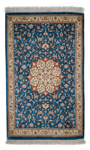 Alfombra persa - Ghom - 92 x 57 cm - azul oscuro