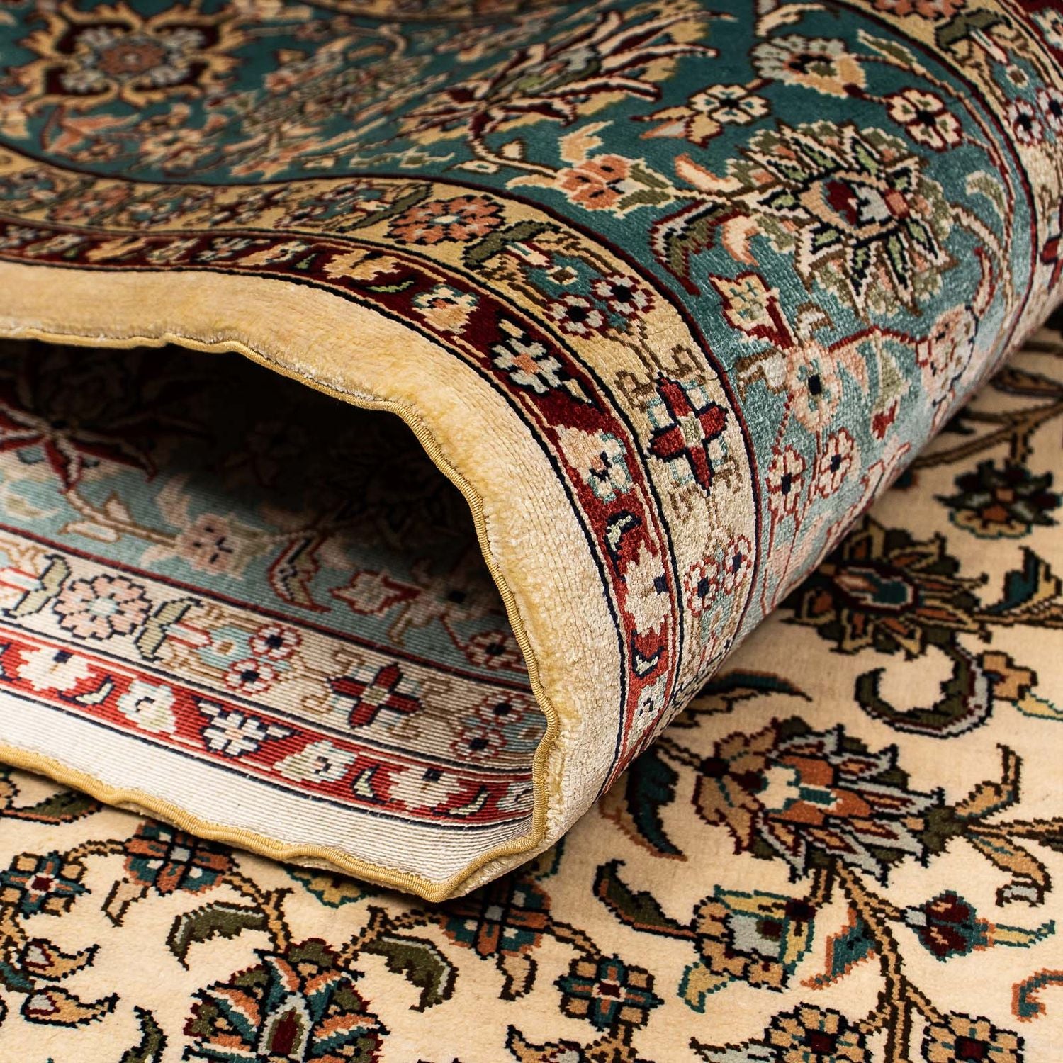 Alfombra de seda - Seda china - 183 x 122 cm - rojo oscuro