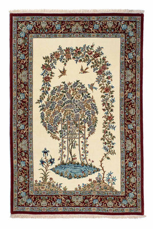 Alfombra persa - Ghom - 205 x 135 cm - beige