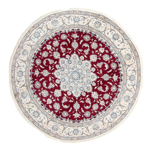 Alfombra persa - Nain redondo  - 250 x 250 cm - rojo oscuro