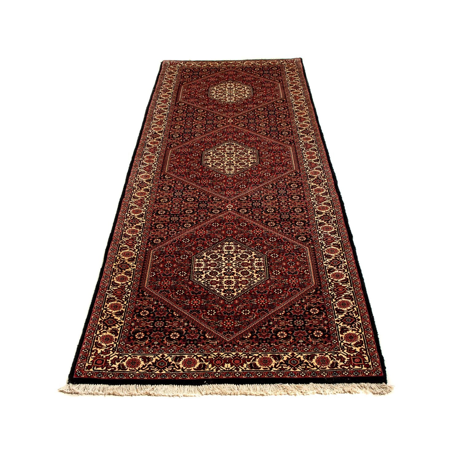 Alfombra de pasillo Alfombra persa - Bidjar - 296 x 83 cm - rojo oscuro