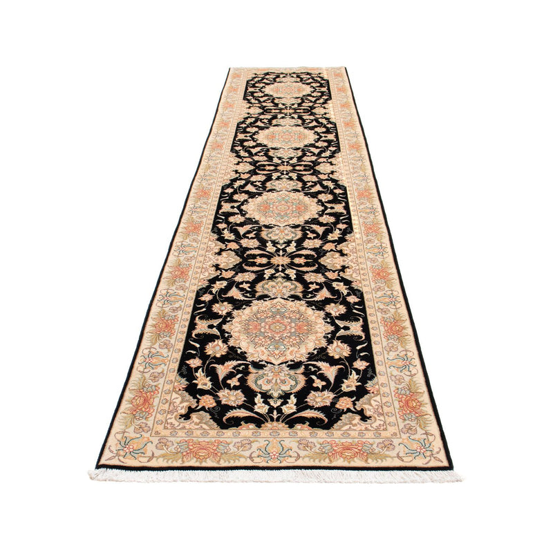 Alfombra de pasillo Alfombra Persa - Tabriz - Real - 419 x 87 cm - azul oscuro