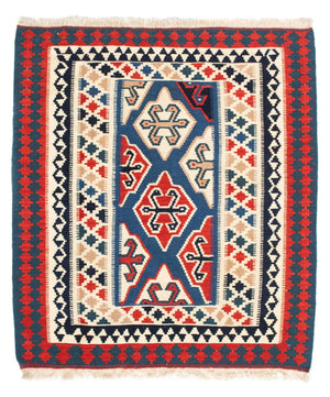 Alfombra Kelim - Oriental cuadrado  - 125 x 110 cm - azul