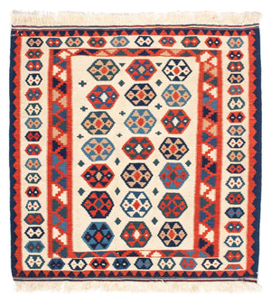 Alfombra Kelim - Oriental cuadrado  - 104 x 102 cm - beige