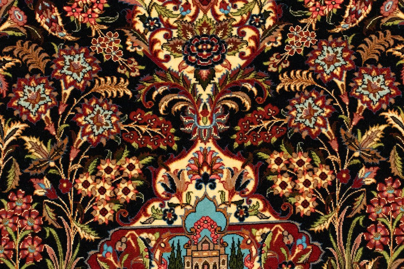 Alfombra persa - Ghom - 156 x 102 cm - negro