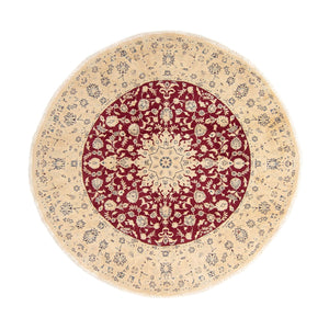 Alfombra persa - Nain redondo  - 242 x 242 cm - rojo oscuro